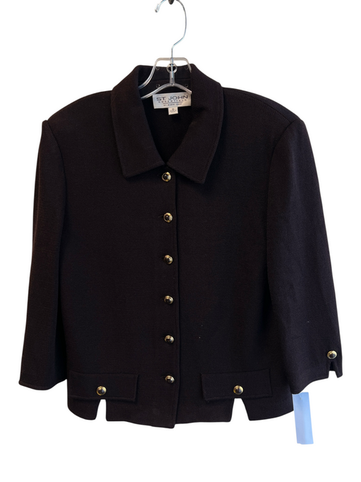 St John Essentials Size 10 Brown No Fabric Tag Long Sleeve Shoulder Pads Top Brown / 10
