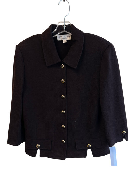 St John Essentials Size 10 Brown No Fabric Tag Long Sleeve Shoulder Pads Top Brown / 10