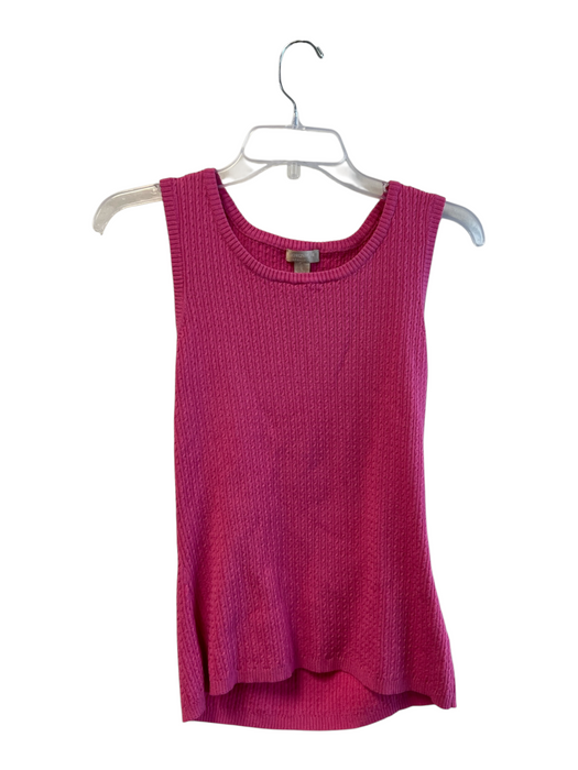 Nordstrom Size L Pink Rayon Blend Knit Ribbed Round Neck Zip front Top Pink / L