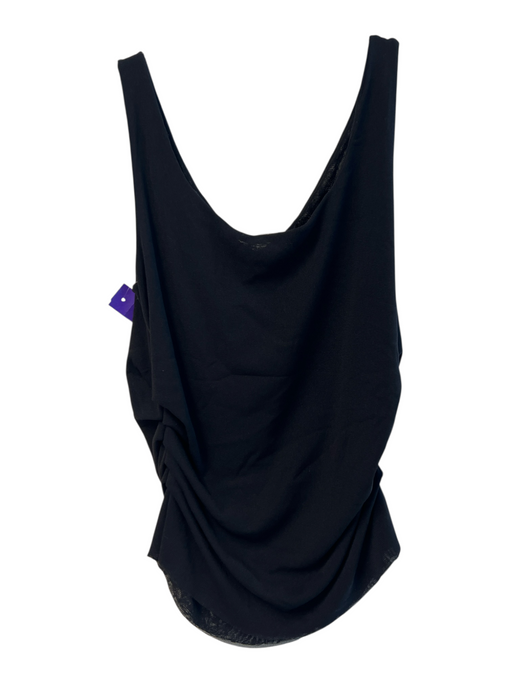 Marisa Baratelli Size 12 Black Nylon Sleeveless Raw Hem Seam Detail Top Black / 12