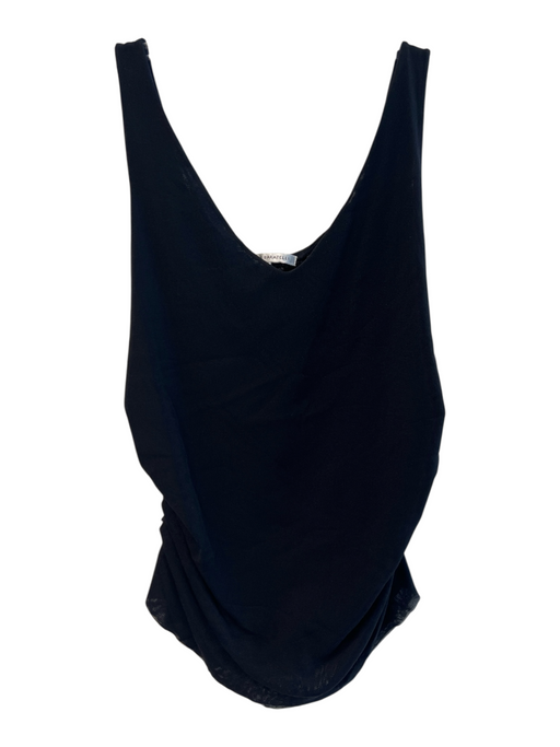 Marisa Baratelli Size 12 Black Nylon Sleeveless Raw Hem Seam Detail Top Black / 12