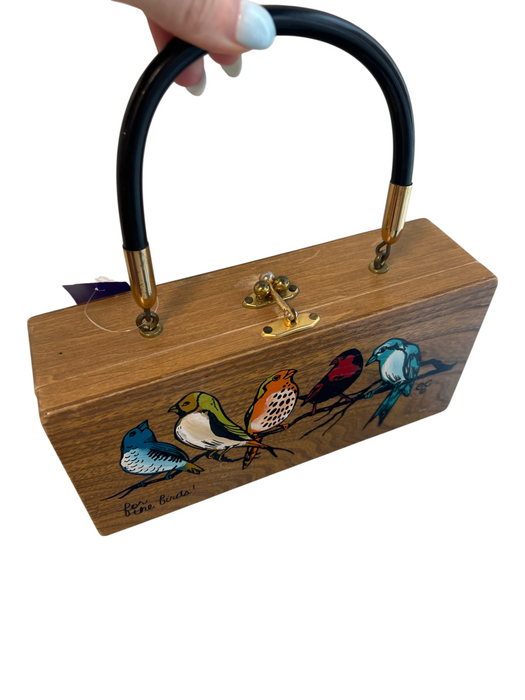 Enid Collins Brown & Multi Wood Bird Handle Bag Brown & Multi / S