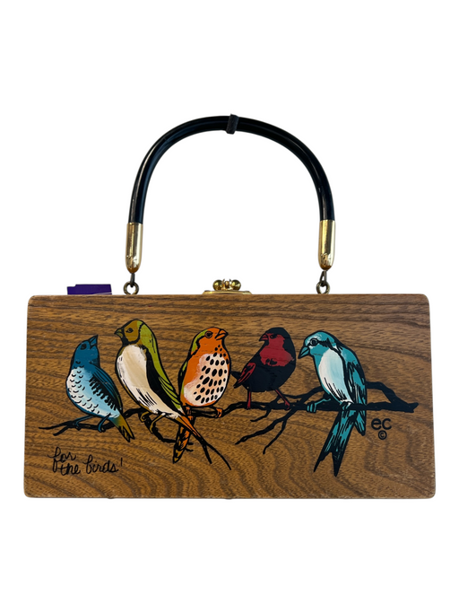 Enid Collins Brown & Multi Wood Bird Handle Bag Brown & Multi / S