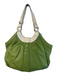 Brahmin Green & White Leather Shoulder Bag Gold Hardware Zip Pocket Bag Green & White / S/M