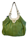 Brahmin Green & White Leather Shoulder Bag Gold Hardware Zip Pocket Bag Green & White / S/M