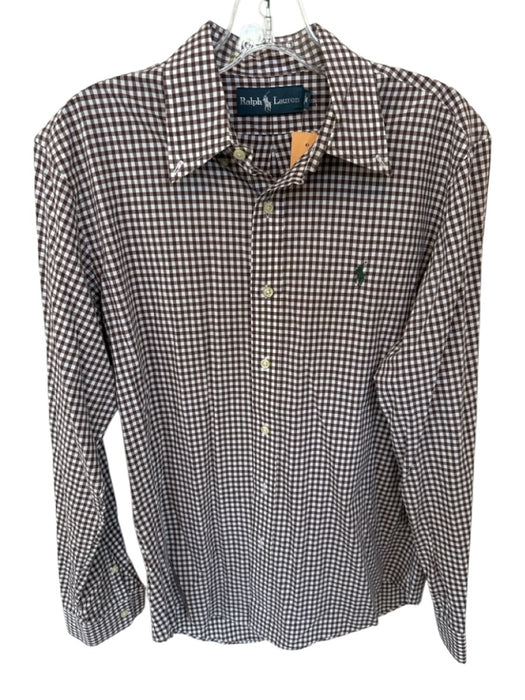 Ralph Lauren Size M Brown & White Cotton Checkered Button Down Men's Shirt Brown & White / M