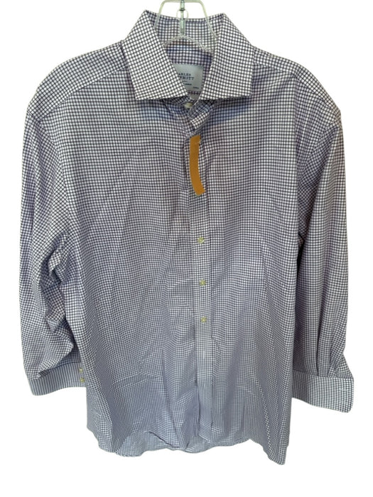Charles Tyrwhitt Size 16 Purple & White Cotton Checkered Button Down Men's Shirt Purple & White / 16