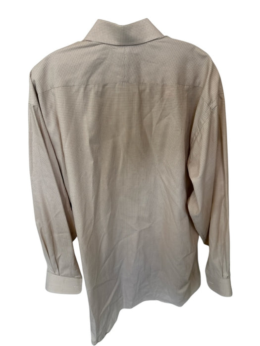 Ike Behar Size 17.5 Tan & Brown Cotton Grid Button Down Men's Shirt Tan & Brown / 17.5