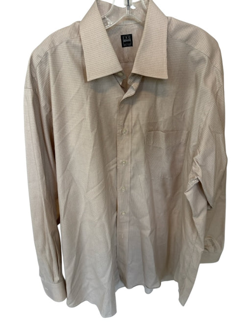 Ike Behar Size 17.5 Tan & Brown Cotton Grid Button Down Men's Shirt Tan & Brown / 17.5