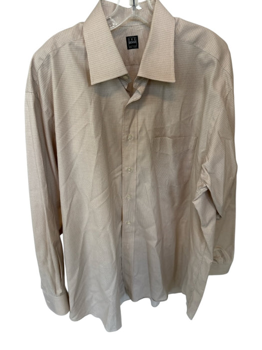 Ike Behar Size 17.5 Tan & Brown Cotton Grid Button Down Men's Shirt Tan & Brown / 17.5