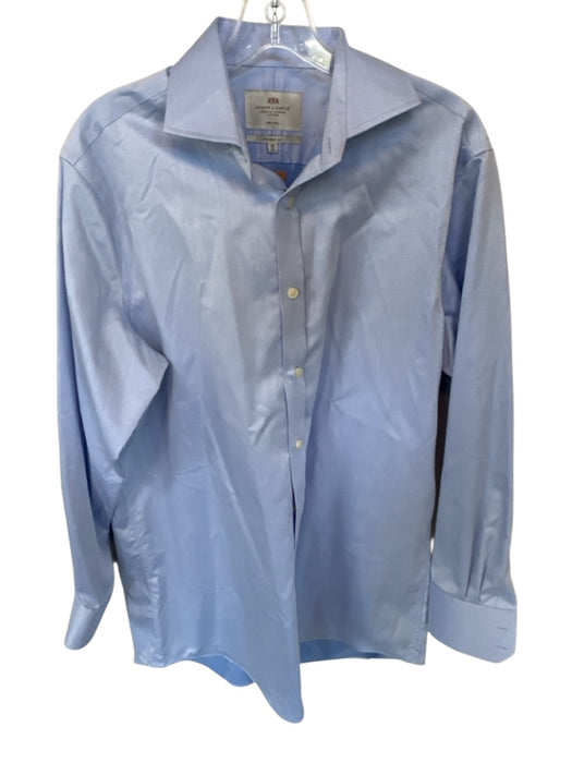 Hawes & Curtis Size 16 Light blue Cotton Solid Button Down Men's Shirt Light blue / 16