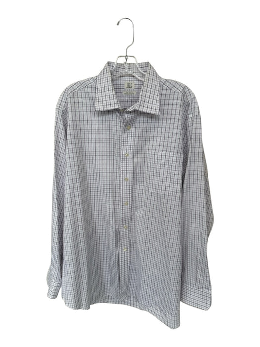 Ike Behar Size 17.5 Purple & White Cotton Grid Button Down Men's Shirt Purple & White / 17.5