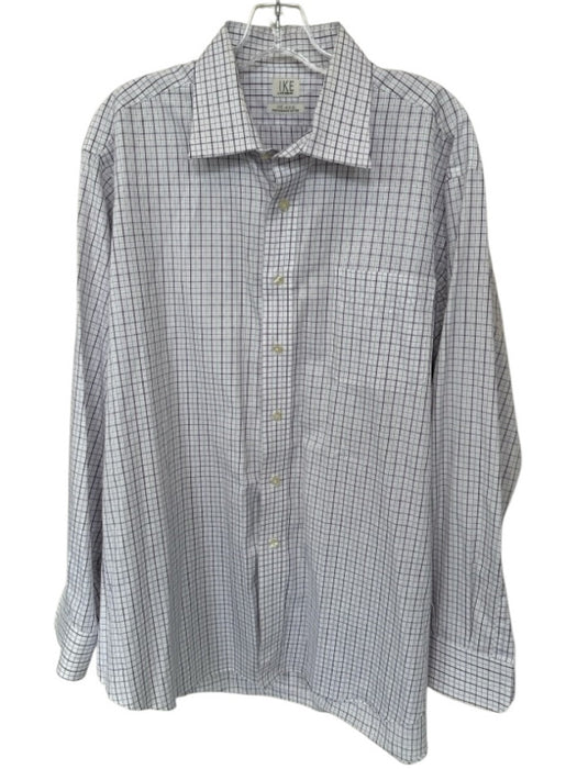 Ike Behar Size 17.5 Purple & White Cotton Grid Button Down Men's Shirt Purple & White / 17.5