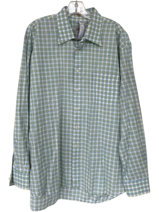 Peter Millar Size XL Green & Blue Cotton Checkered Button Down Men's Shirt Green & Blue / XL