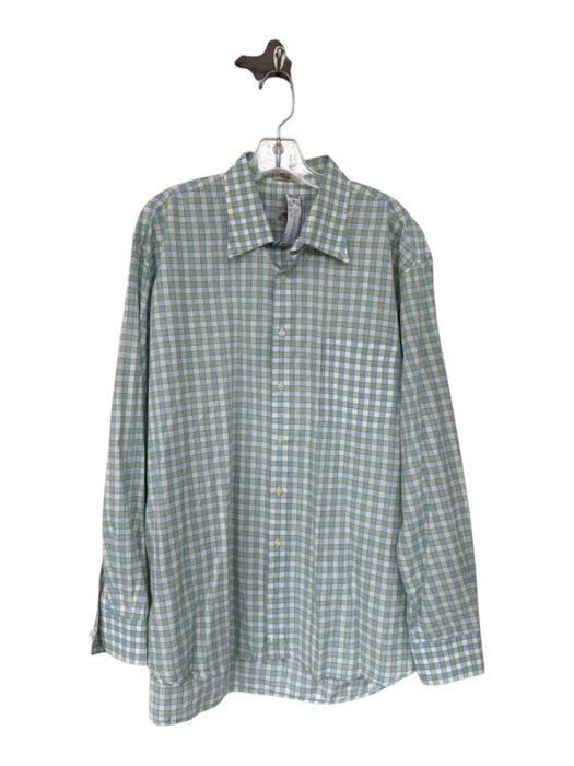 Peter Millar Size XL Green & Blue Cotton Checkered Button Down Men's Shirt Green & Blue / XL