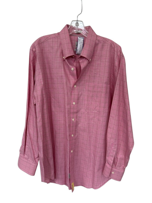 Peter Millar Size L Pink & Tan Cotton Plaid Button Down Men's Shirt Pink & Tan / L