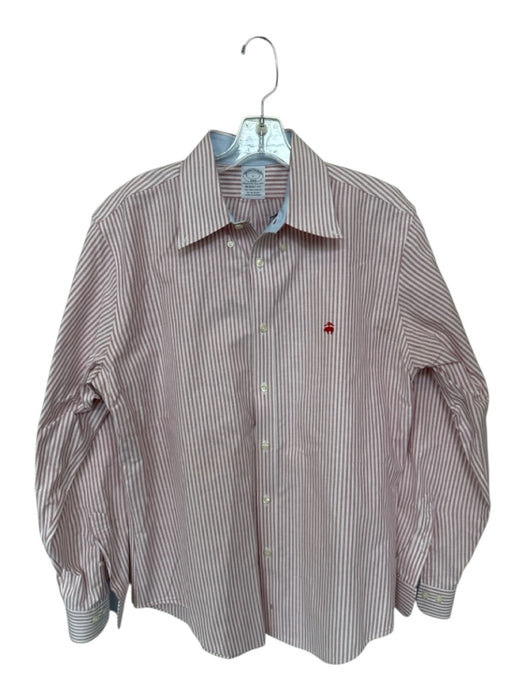 Brooks Brothers Size L Red & White Cotton Striped Button Down Men's Shirt Red & White / L