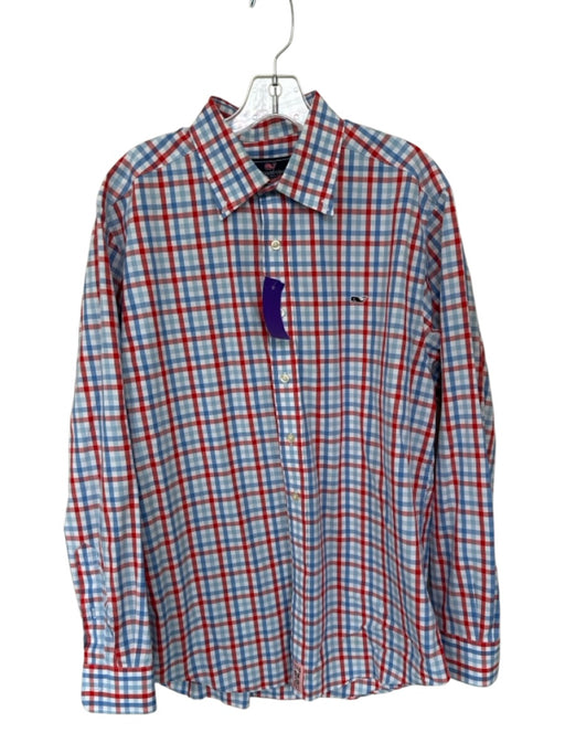 Vineyard vines Size L Red, White & Blue Cotton Checkered Button Down Men's Shirt Red, White & Blue / L