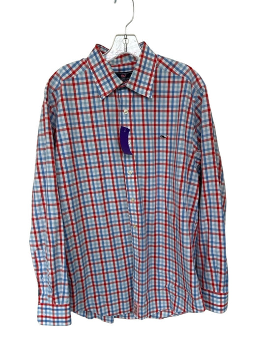 Vineyard vines Size L Red, White & Blue Cotton Checkered Button Down Men's Shirt Red, White & Blue / L