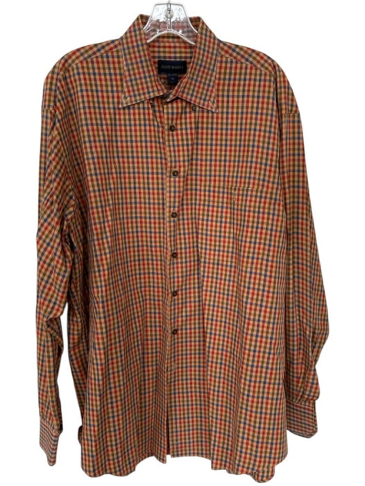 Scott Barber Size XL Orange & Navy Cotton Checkered Button Down Emmett Shirt Orange & Navy / XL