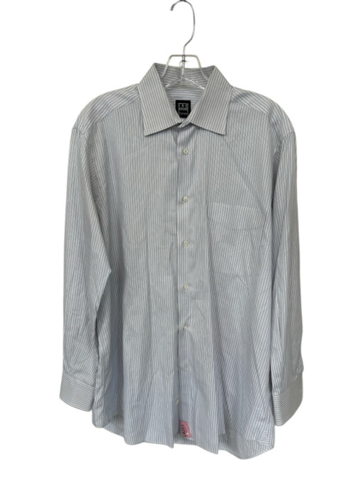 Ike Behar Size 15.5 Blue & White Cotton Striped Button Down Men's Shirt Blue & White / 15.5