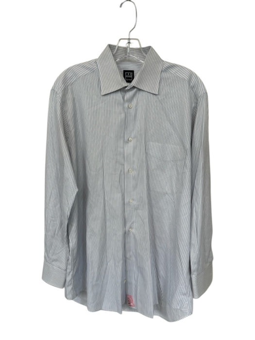 Ike Behar Size 15.5 Blue & White Cotton Striped Button Down Men's Shirt Blue & White / 15.5