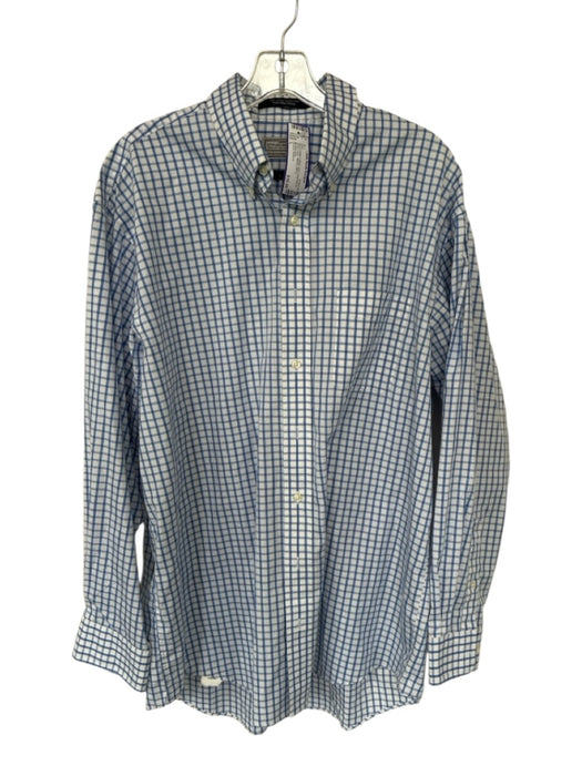 Onward Reserve Size L Blue & White Cotton Grid Button Down Men's Shirt Blue & White / L
