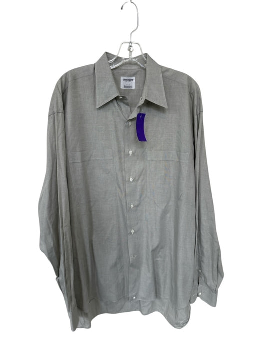 Lorenzini Size 17 Taupe Cotton Button Down Men's Shirt Taupe / 17