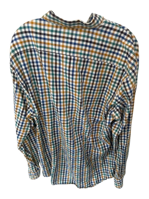 Barbour Size XL Navy & Yellow Cotton Checkered Button Down Men's Shirt Navy & Yellow / XL
