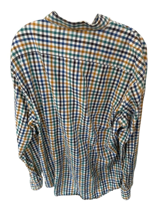 Barbour Size XL Navy & Yellow Cotton Checkered Button Down Men's Shirt Navy & Yellow / XL