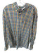 Barbour Size XL Navy & Yellow Cotton Checkered Button Down Men's Shirt Navy & Yellow / XL