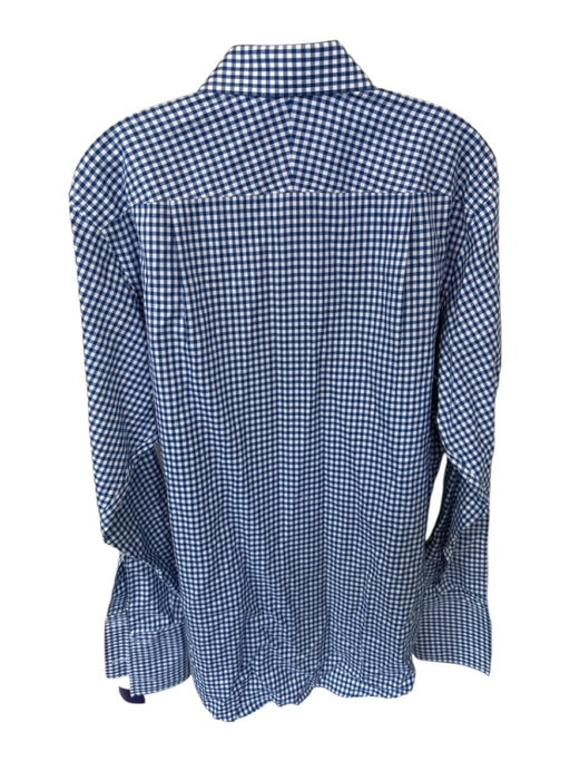 Charles Tyrwhitt Size 15.5 Navy & Blue Cotton Checkered Button Down Men's Shirt Navy & Blue / 15.5