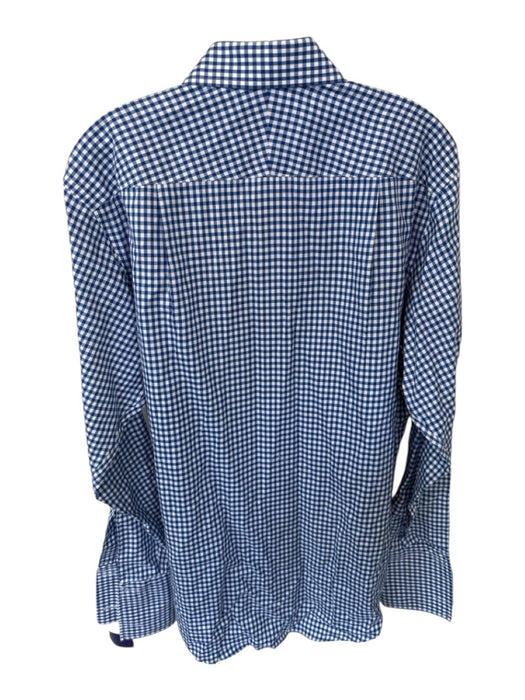 Charles Tyrwhitt Size 15.5 Navy & Blue Cotton Checkered Button Down Men's Shirt Navy & Blue / 15.5