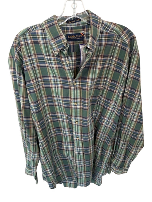 F.A. MacCluer Size L Green & Purple Cotton Plaid Button Down Men's Shirt Green & Purple / L
