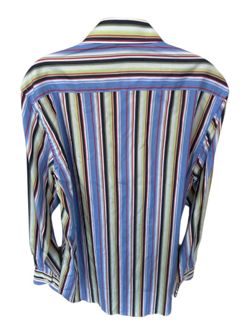 Tailorbyrd NWT Size M Green & Blue Cotton Striped Button Down Men's Shirt Green & Blue / M