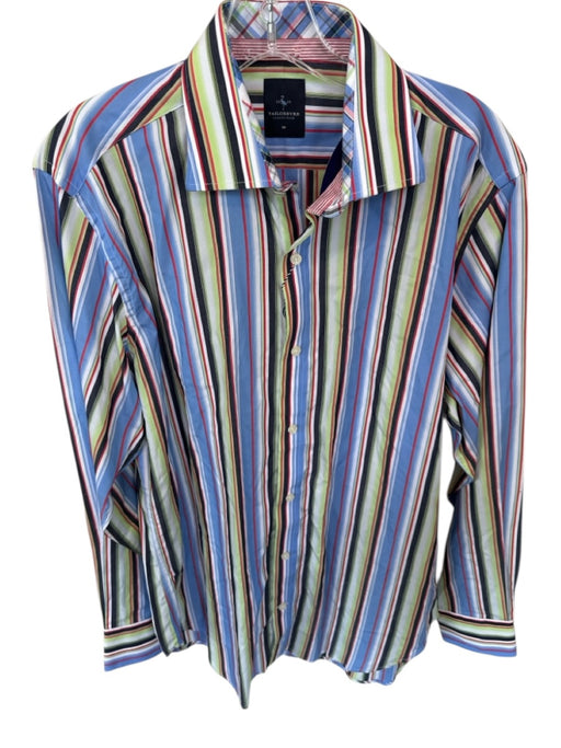 Tailorbyrd NWT Size M Green & Blue Cotton Striped Button Down Men's Shirt Green & Blue / M