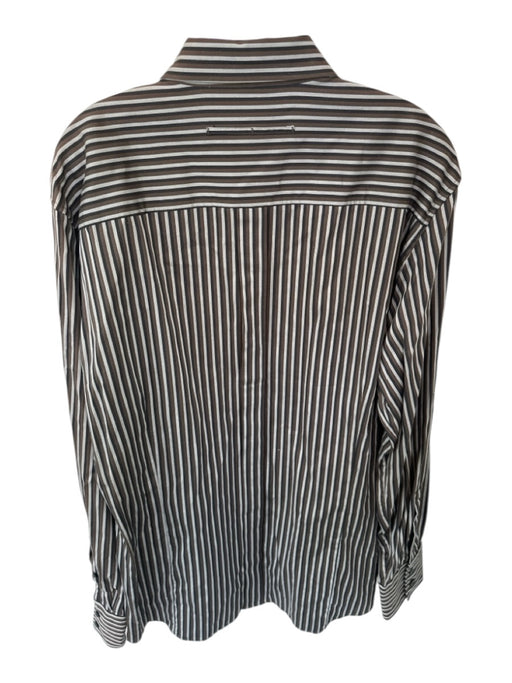 Mexx Size L Brown & Gray Cotton Striped Button Down Men's Shirt Brown & Gray / L
