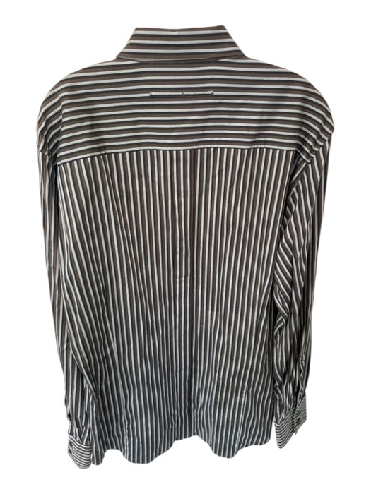 Mexx Size L Brown & Gray Cotton Striped Button Down Men's Shirt Brown & Gray / L