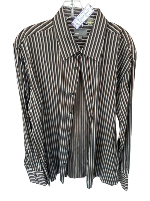 Mexx Size L Brown & Gray Cotton Striped Button Down Men's Shirt Brown & Gray / L