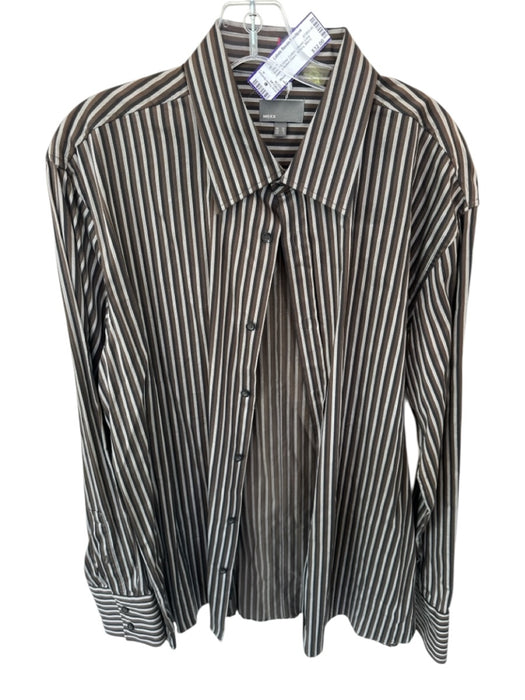 Mexx Size L Brown & Gray Cotton Striped Button Down Men's Shirt Brown & Gray / L