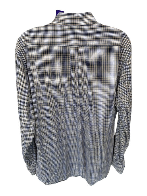 Peter Millar Size L Yellow & Purple Print Cotton Checkered Button Down Shirt Yellow & Purple Print / L