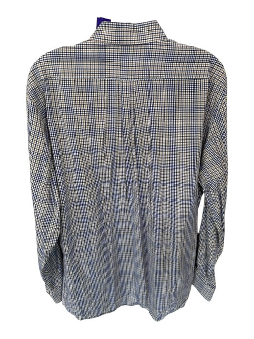 Peter Millar Size L Yellow & Purple Print Cotton Checkered Button Down Shirt Yellow & Purple Print / L