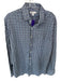 Peter Millar Size M Teal & Purple Print Nylon Blend Checkered Button Down Shirt Teal & Purple Print / M