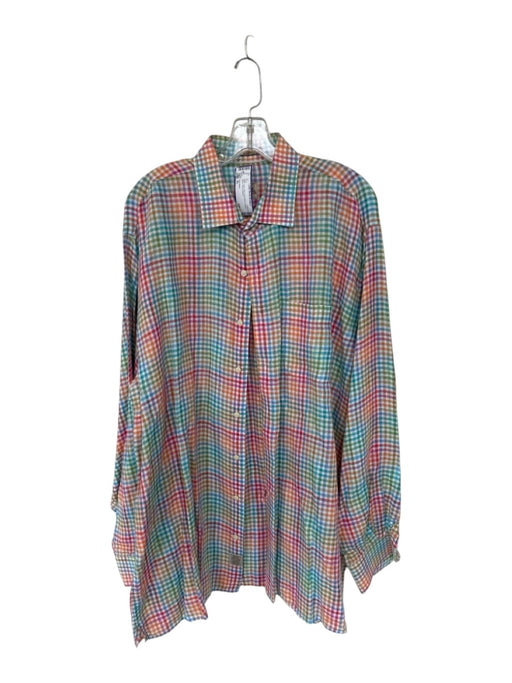 Peter Millar Size XL Multi Linen Grid Button Down Men's Shirt Multi / XL