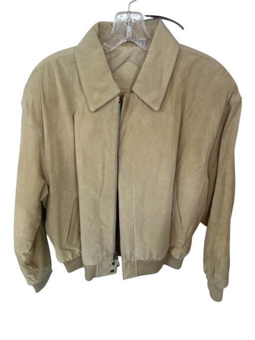 Preston & York Size M Tan Suede full zip Bomber Men's Jacket Tan / M