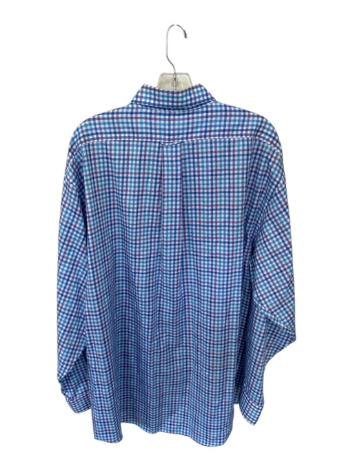 Allen Edmonds Size XL Blue & Purple Cotton Checkered Button Down Men's Shirt Blue & Purple / XL