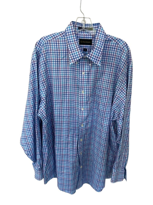 Allen Edmonds Size XL Blue & Purple Cotton Checkered Button Down Men's Shirt Blue & Purple / XL