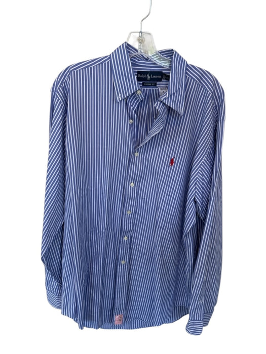 Ralph Lauren Size L Blue & White Cotton Striped Button Down Men's Shirt Blue & White / L