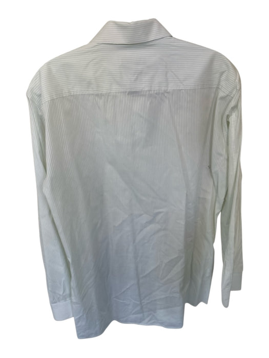 Hugo Boss Size 16.5 Green & White Cotton Striped Button Down Men's Shirt Green & White / 16.5