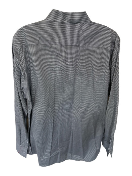Hugo Boss Size Est M Gray & White Cotton Checkered Button Down Men's Shirt Gray & White / Est M